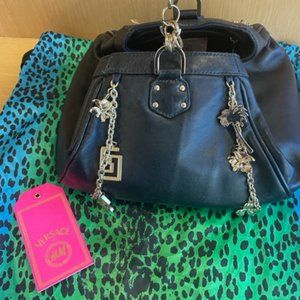 VERSACE / H&M BLACK LEATHER PURSE w/CHARMS